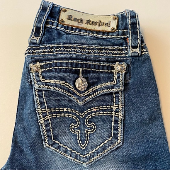 Rock Revival Shelly Boot Western Distressed Jeans - Picture 1 of 16